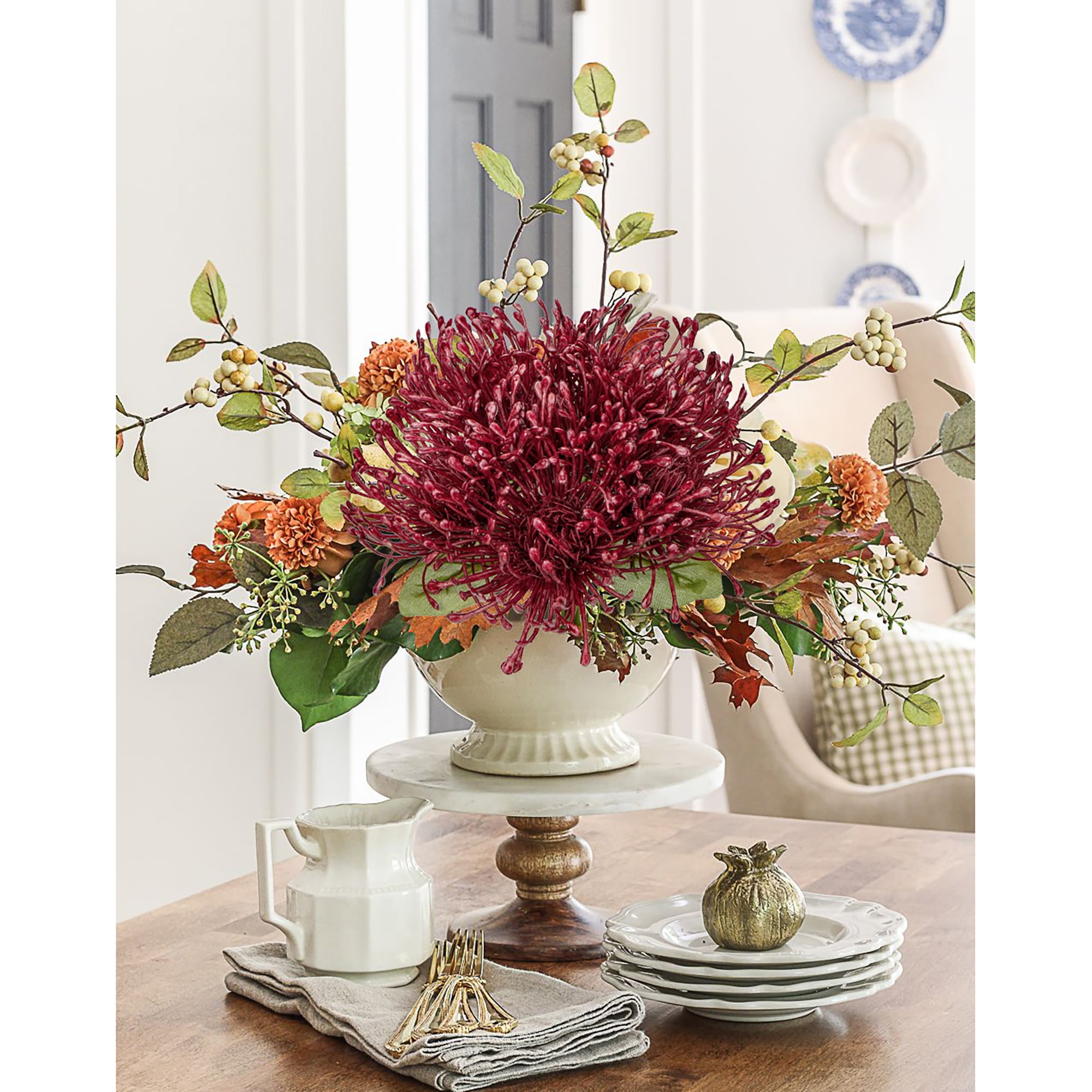 Amosfun 4 Pcs Artificial Chrysanthemum Outdoor Christmas Decorations Plant : Briful Autumn Artificial Chrysanthemums Ball Flowers 6