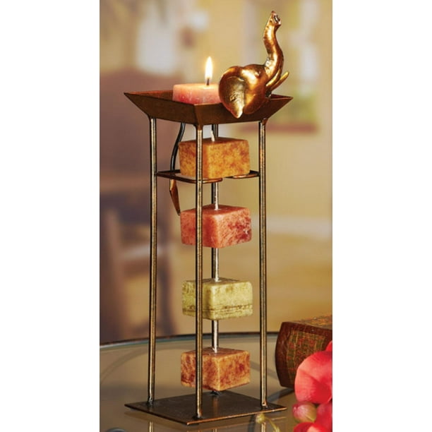 Pack of 4 Decorative Table Top Elephant Candle on Rope Holder Towers 11