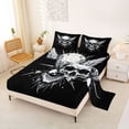 thumbnail image 2 of Homewish Gothic Halloween Skull Bed Sheets,3D Skeleton Pattern Full Size Sheets,Black White,4pcs,1 Flat Sheet,1 Fitted Sheet and 2 Pillowcases, 2 of 6