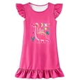 thumbnail image 2 of Gunia Toddler Girl Nightgown Princess Pajama Dress Playful Nightdress Cute Dinosaur Print Flutter Sleeves Cozy Cute Night Gowns Pjs Loungewear Pink 4-5 Years, 2 of 3
