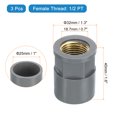 thumbnail image 2 of Uxcell 3Pcs Pipe Fittings, 25mm 1/2 PT Brass Threaded Pipe Coupling, Grey, 2 of 6