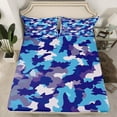 thumbnail image 2 of Feelyou Retro Camo Camouflage Queen Sheet Sets, Blue Abstract Ombre Flat Sheet, Teens Kids Boys Girls Queen Fitted Sheet, Breathable Home Decor, 4 Pieces, 2 of 7