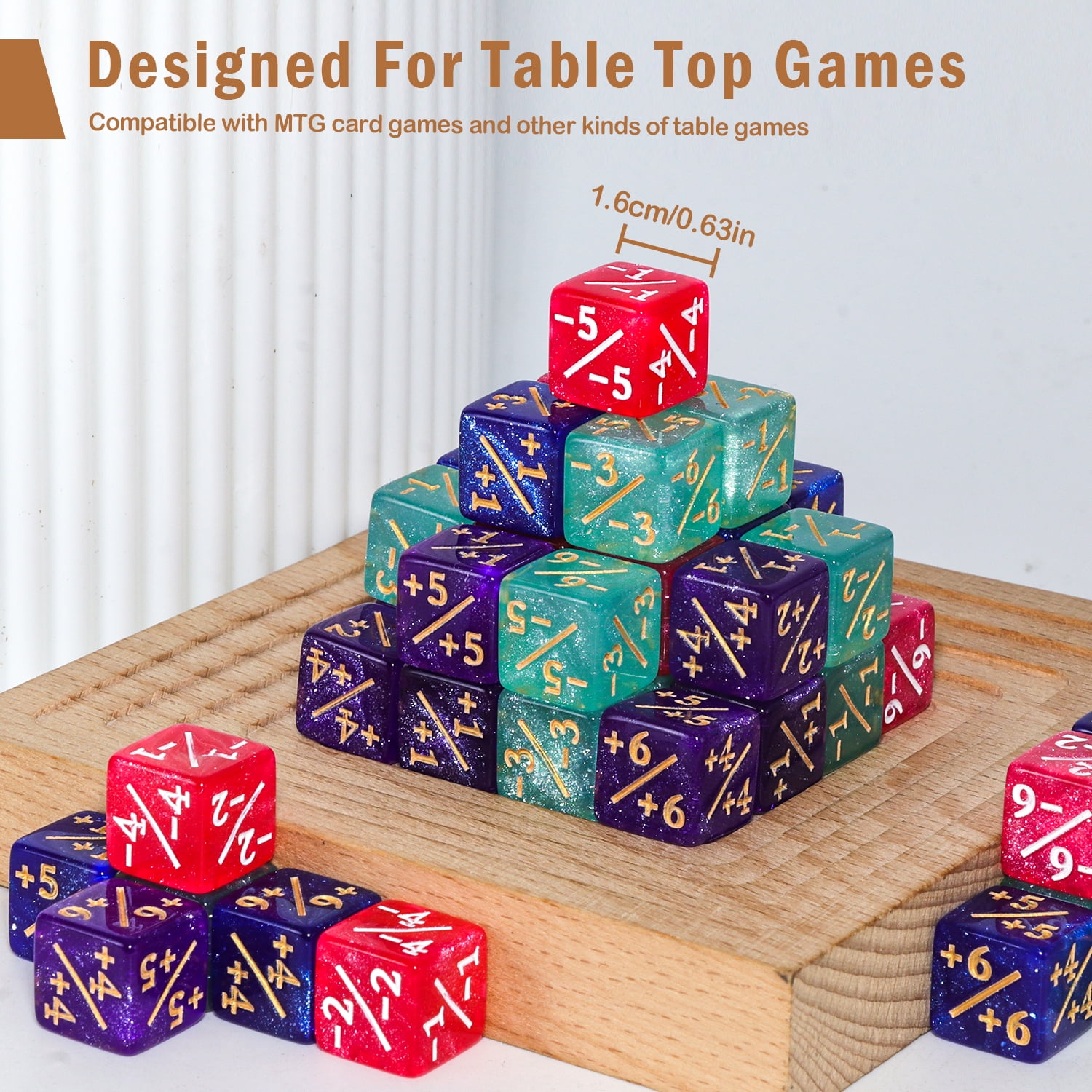 SWAJUJA 48Pcs 12mm MTG Counter Dice  +1/+1 Tokens 4 Color 6 Sided Dice Set with Black Pouch for Magic The Gathering, MTG, TCG, Card Games Accessories