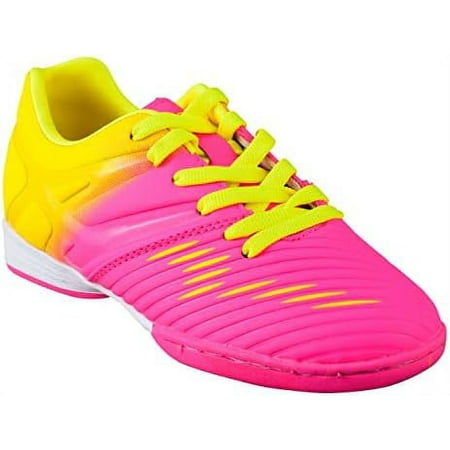 Vizari Kids Liga Indoor Soccer Shoes For Boys and Girls- Pink/Yellow - 8