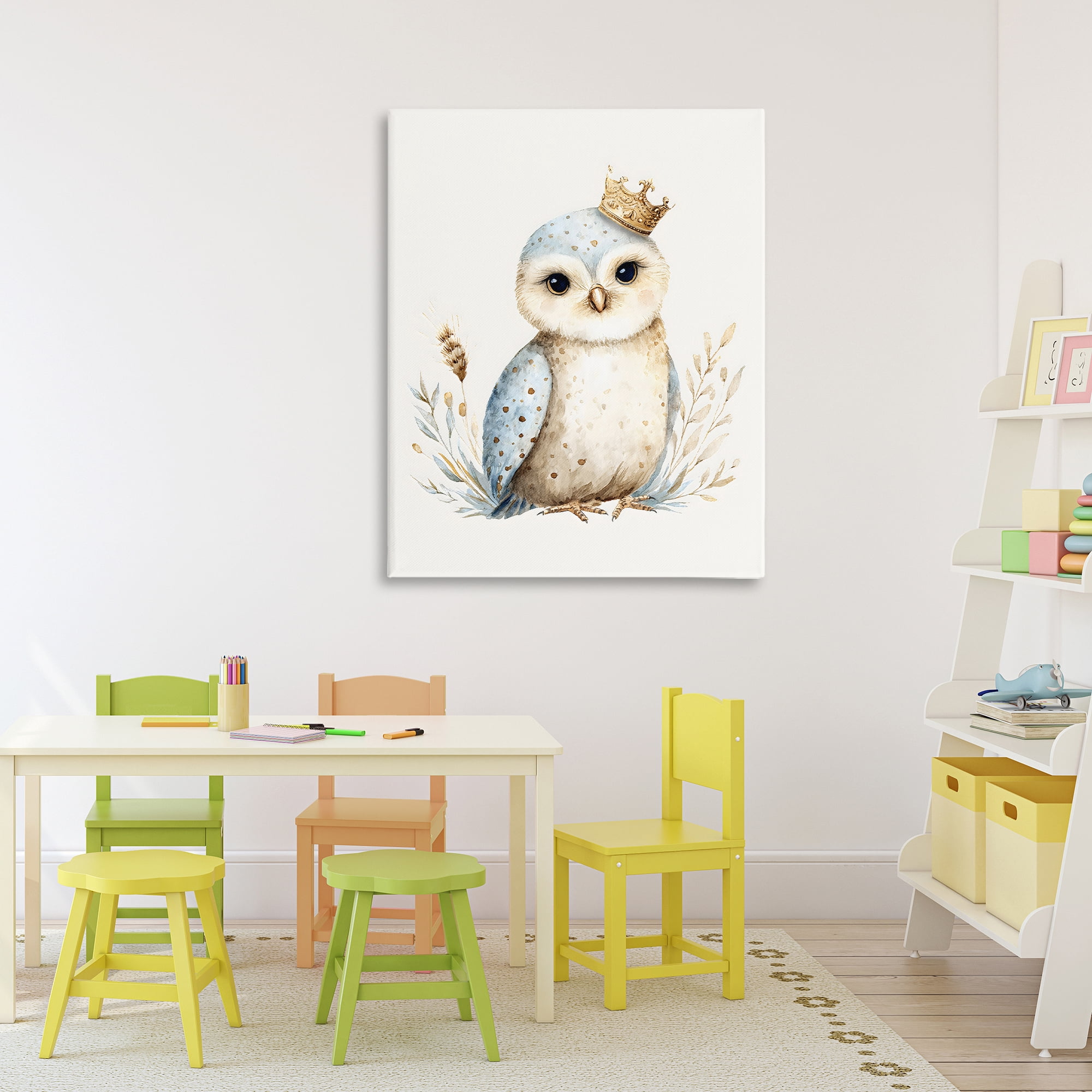 Stupell Industries Watercolor Nursery Owl Canvas Wall Art, design by LSR Design Studio