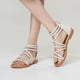 thumbnail image 3 of Sandalias de gladiador para mujer, sandalias planas con tiras y cremallera trasera para fiestas y vacaciones, 3 of 9