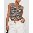 thumbnail image 6 of Aojekbee Women's Striped Print Tank Tops Sleeveless V Neck Tie-up Front Tops Summer Shirts, 6 of 10