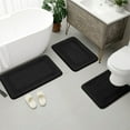 thumbnail image 2 of yulier 3 Piece Bathroom Rug Set, Super Soft Non Slip Toilet Bath Mat Set - Includes Bath Rug, Bath Mat, U-Shaped Contour Toilet Rug - Machine Washable, Black, 2 of 8