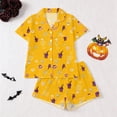 thumbnail image 2 of Tisuna Halloween Pajamas Set For Kids Girls Comfort Fit Skeleton Print Short Sleeve Tops And Shorts Sleepwear Toddler And Children Festival Party Homewear Set Size 5-6 Years Yellow, 2 of 9
