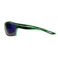 thumbnail image 3 of Mens Xloop Sport Rectangular Warp Large Plastic Sunglasses Black Green Teal Mirror, 3 of 4