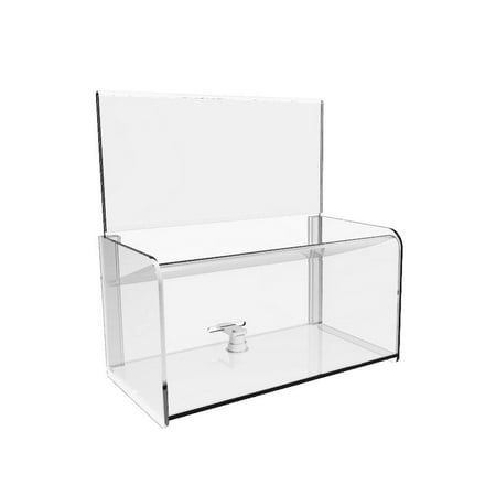

FixtureDisplays® Clear Acrylic Plexiglass Donation Box with Easy Drop Funnel 12178