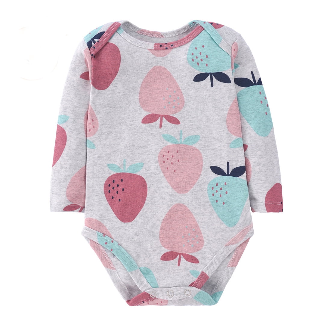Bellafa 2-pack Long Sleeve Bodysuits One-piece 100% Organic Cotton for Infant Girls Floral Unicorn Onesies Baby Romper