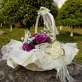 thumbnail image 3 of Topumt Elegant Satin Bow Flower Girl Basket White, 3 of 3