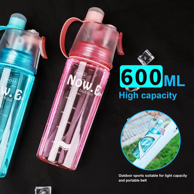 Protable Sports Water Bottle With Straw Drinks Spray Cup Climbing Hiking 600ml 