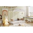 thumbnail image 4 of Euroco 3-in-1 Convertible Montessori Metal Bed, Toddler Bed, Floor Bed, Platform Bed,Modern Minimalist Design Canopy Bed Flame, Easy Assembly, Twin Size, White, 4 of 15