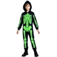 thumbnail image 3 of AoDai Children's luminous skeleton one-piece costume - Halloween character costume with hooded skeleton cosplay outfit - party performance attire, 3 of 6