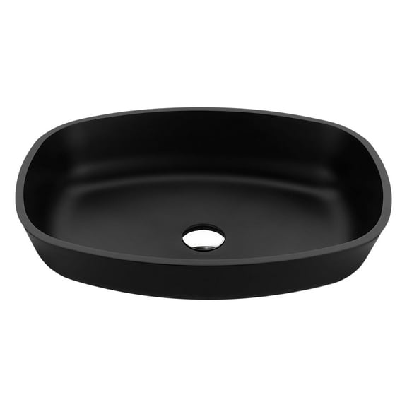 ANZZI Ariadne 21.3" Rectangle Glass Vessel Bathroom Sink in Matte Black