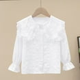 thumbnail image 2 of SERTG Big Girls Stand Collar Blouse Shirt Long Sleeve Fall Winter Lightweight Fashion Solid Color Refined Top for Children 3-15 Years(White,12 Years), 2 of 7