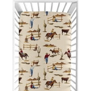 Wild West Cowboy Fitted Crib Sheet for Baby and Toddler Bedding Sets by Sweet Jojo Designs - Cowboy Print