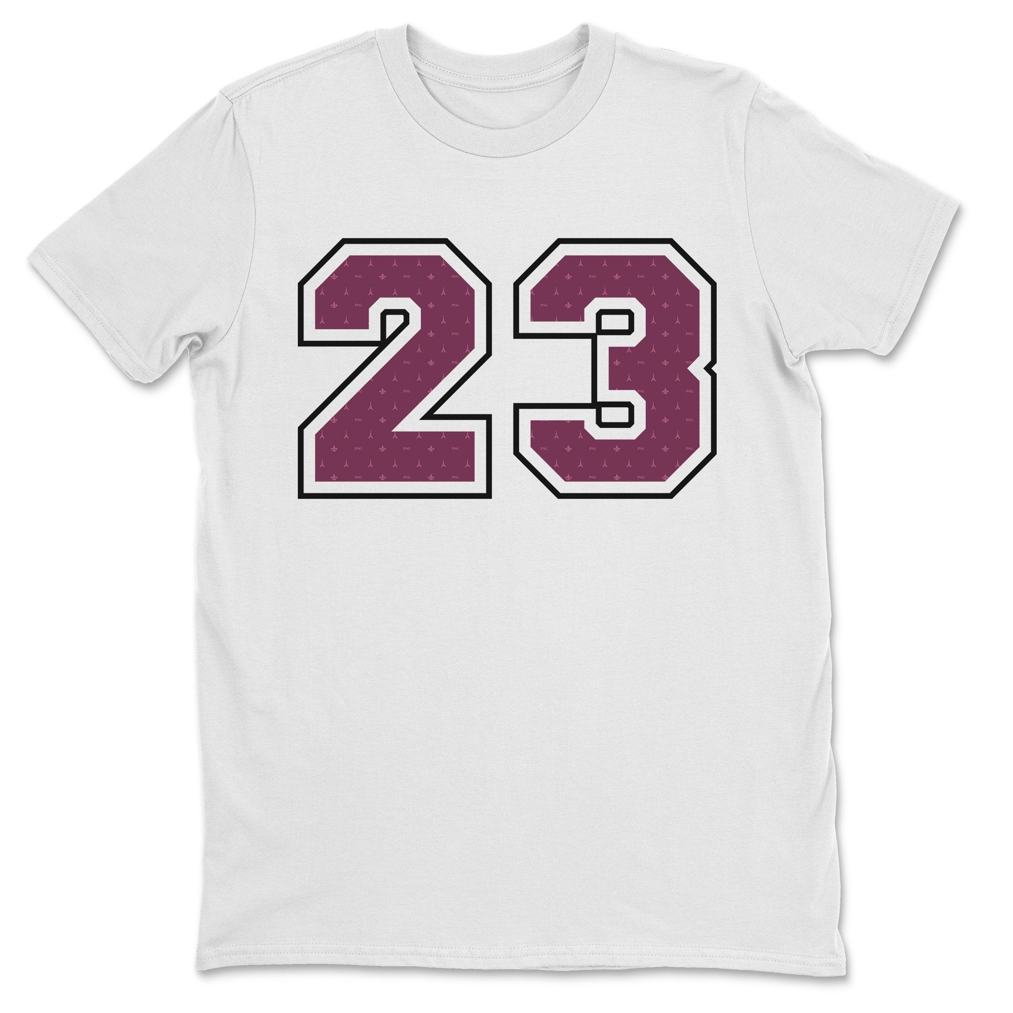 23 T-Shirt Jordan 4 PSG Sneaker Match Tee - AJ4 Paris Saint Germain (White  / Large) 