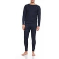 thumbnail image 2 of Men's Cotton Blend Brushed Lined Thermal Top & Bottom Underwear Set, Navy Blue, Large, 2 of 5