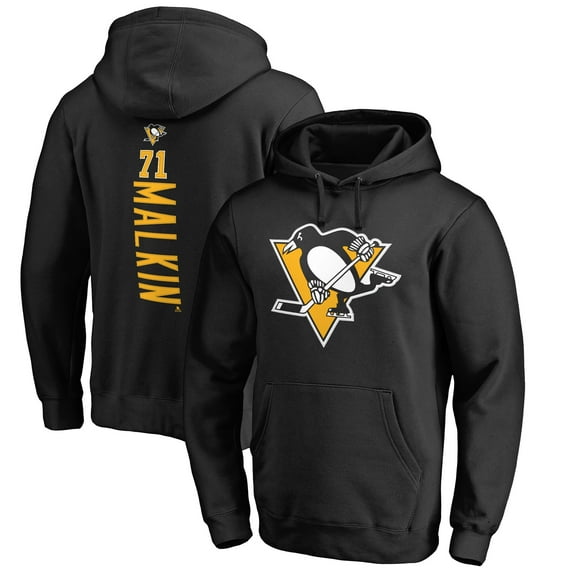 Men's Evgeni Malkin Black Pittsburgh Penguins Backer Name & Number Pullover Hoodie