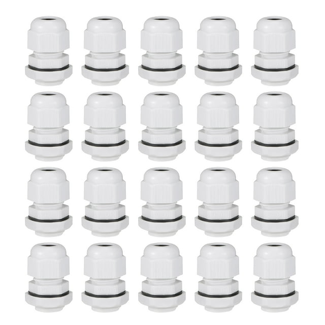 Unique Bargains M16x1.5 Presse-Étoupe 4mm-8mm Trou de Fil Nylon Étanche Joint Réglable Écrou de Blocage avec Rondelle Blanc 20 Pièces