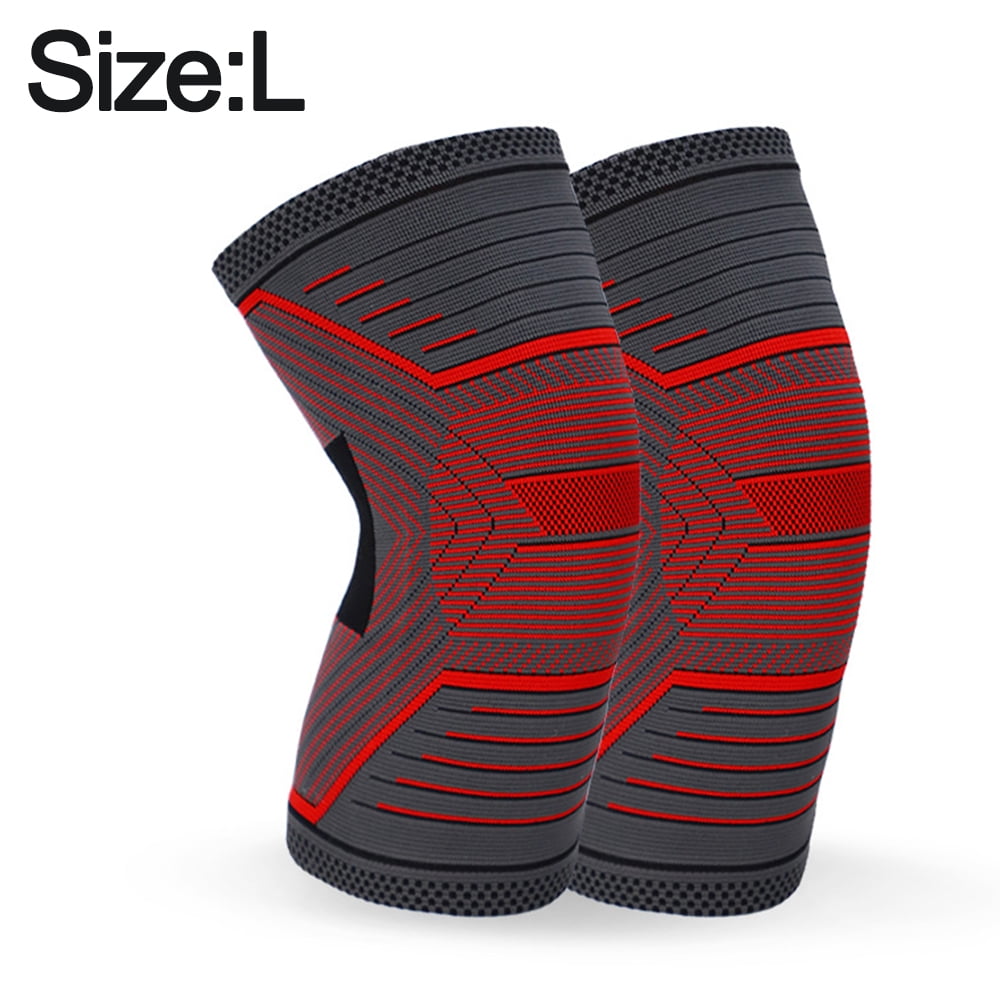 Knee Compression Sleeve - Knee Braces, Knee Support for Working Out, Running-red-L