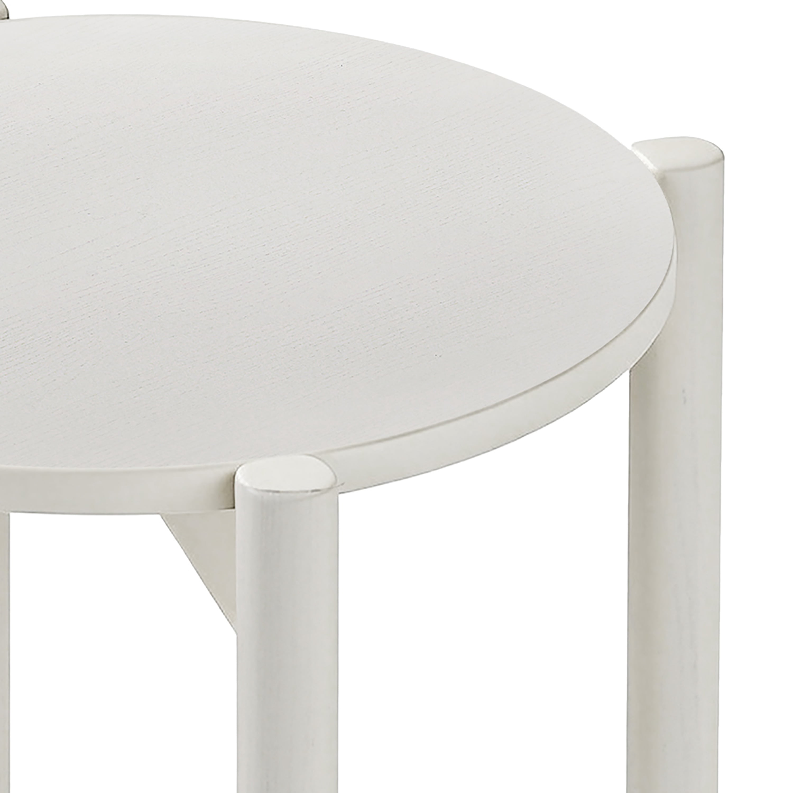 Furniture of America Afra Modern Wood Round End Table with Open Bottom Shelf, White