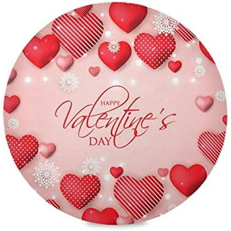 

Hidove Valentine s Day Love Heart Round Placemasts Set of 6 Non-Slip Heat Resistant Place Mats Washable Kitchen Dining Table Mats 15.4 Inch