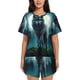 thumbnail image 1 of Fotbe Wolf Conjunto de Pijama Estampado para Mujer, 2 Piezas, Ropa de Dormir con Camiseta de Manga Corta y Shorts Suaves-Large, 1 of 6