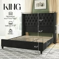 thumbnail image 3 of Merluxy King Bed Frame with Deep Button Tufted and Velvet Wingback Headboard,No Box Spring Needed,Black, 3 of 9