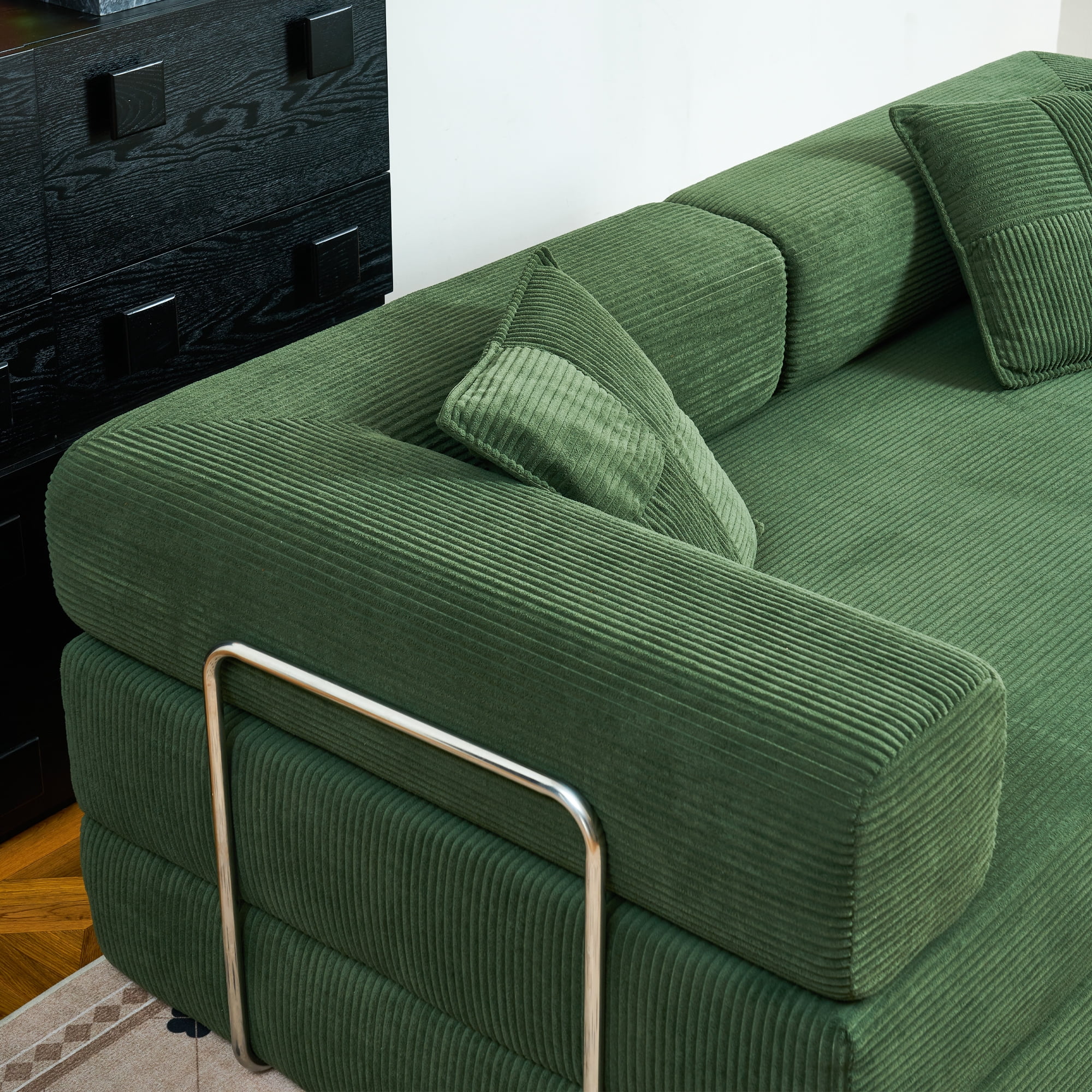 YINIX 81.6"  Convertible Sleeper Sofa Bed with 2 Pillows, Removable Floor Sofa Couch for Living Room Small Spaces, Green