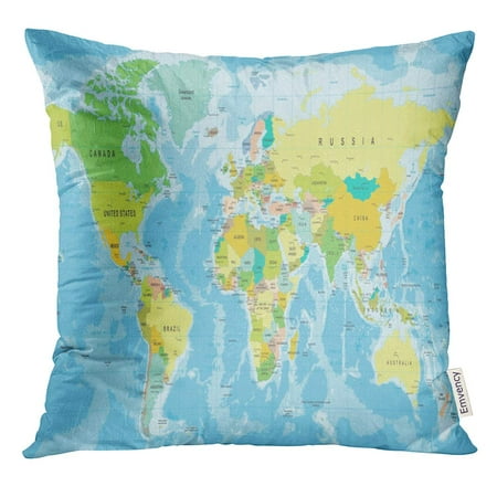 World Of Warcraft Pillow STOAG Atlas World Map High Detailed of Worldmap Abstract Throw Pillowcase Cushion Case Cover 16x16 inch ()