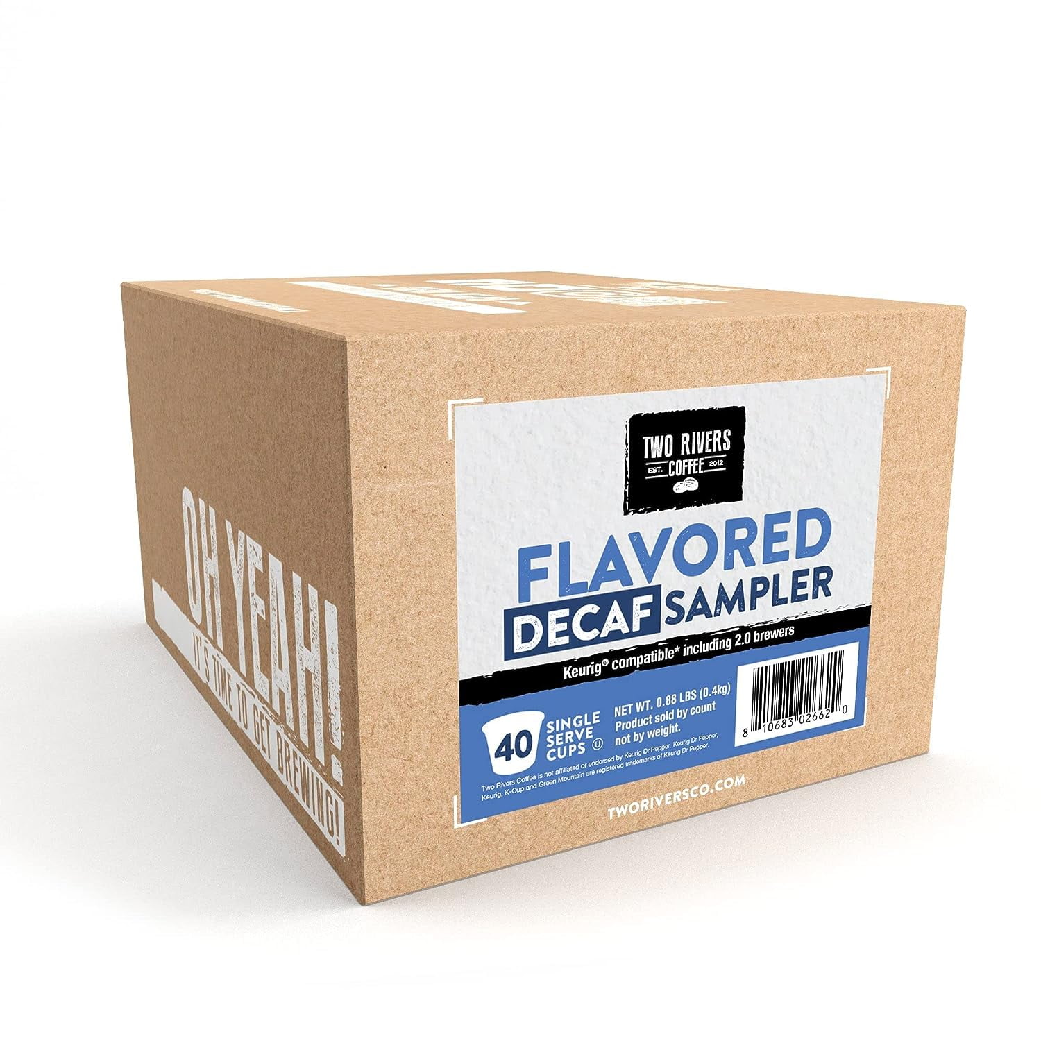 Two Rivers Coffee Decaf Flavored Coffee Pods Compatible with Keurig K Cup Brewers, Assorted Variety Pack Decaffeinated Flavored Coffee, 40 Count
