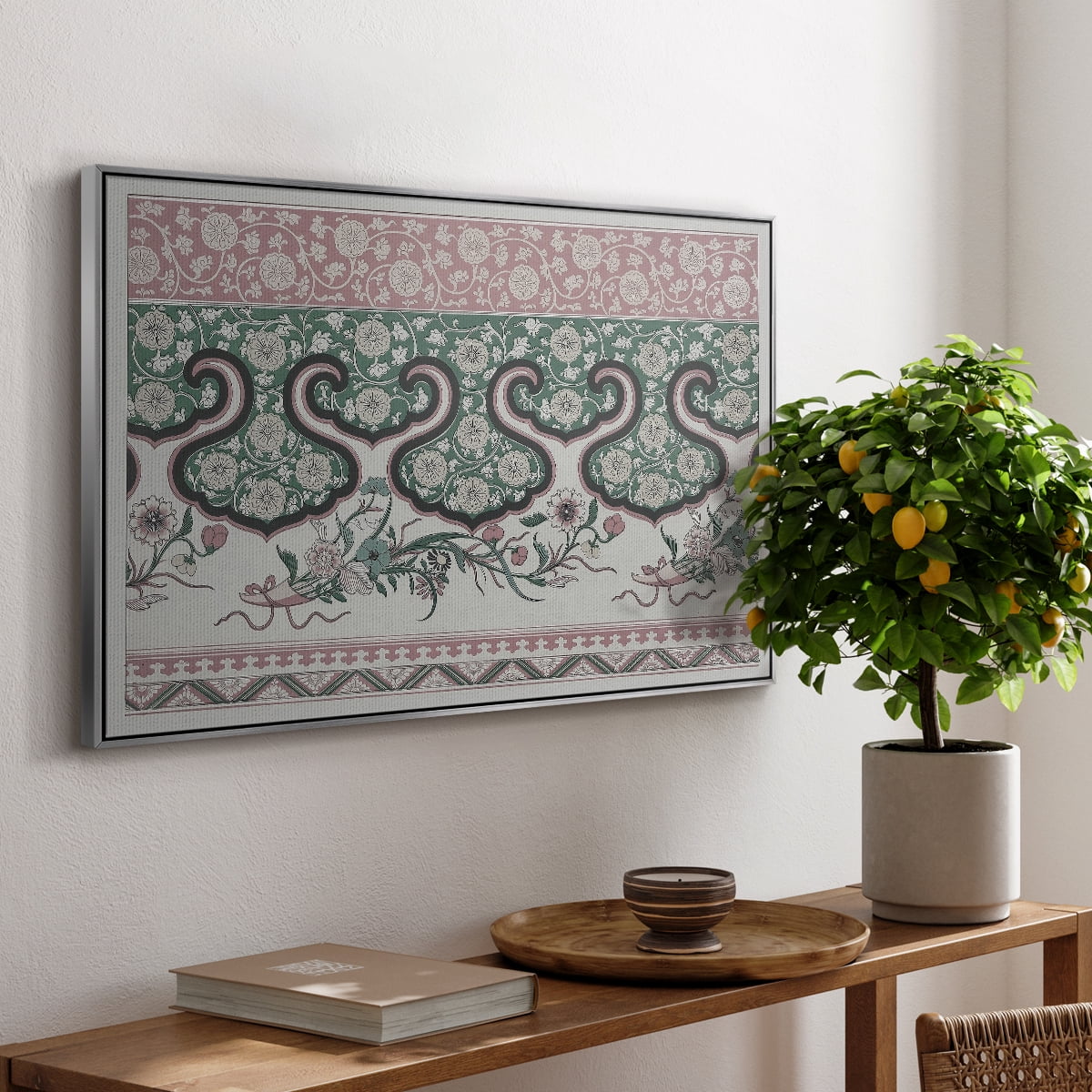 Vintage Abstract Print-XXIX Framed in Silver Wood Gallery Wrapped Canvas 17 in. x 25 in.