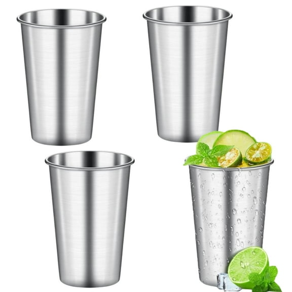 4 Pack 20 Ounce Stainless Steel Pint Cups Restaurant Grade Cups Shatterproof Cup Tumblers Unbreakable Metal Drinking Glasses,Reusable BBQ Cups Tumblers Set for Bar, Home, Restaurant