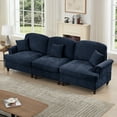 thumbnail image 3 of Newest Elegant Large 3 Seater Sofa Couch,Flared Arms,Removable Ruffles Pleats Skirts,Spindle Legs, Comfy Chenille Three-Seat Sofa for Living Room, Blue, 3 of 20