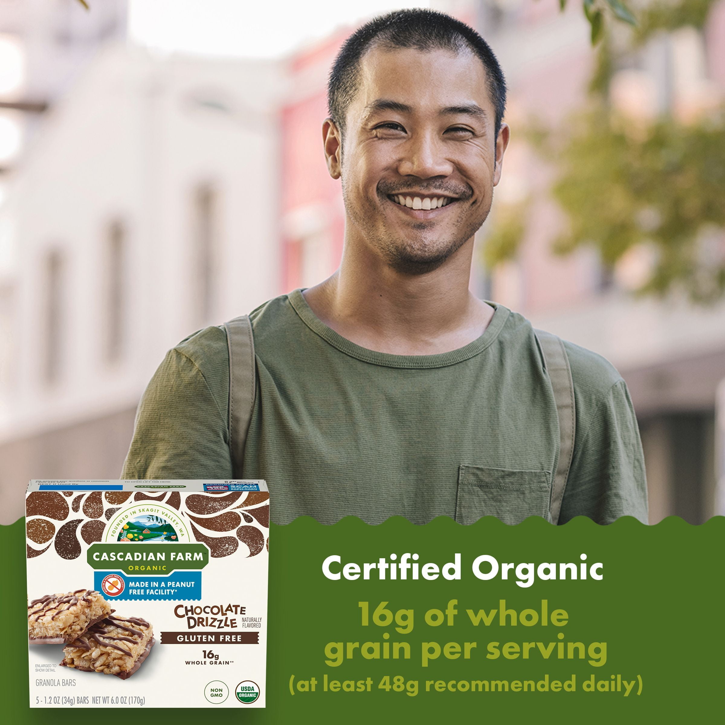(3 pack) Cascadian Farm Chocolate Drizzle Granola Bars, Gluten Free, 5 ct