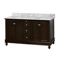 thumbnail image 4 of Bella 60" Double Bathroom Vanity with Chocolate Cabinet and Carrara Marble Top, 4 of 6