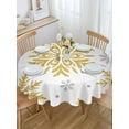 thumbnail image 2 of Round Tablecloth White Christmas Waterproof Oil Proof Polyester Table Cloth Cover Decor for Home Dining Outdoor,Patio,Parties, 60" Dia. Abstract Snowflake Pattern Gold Silver, 2 of 9