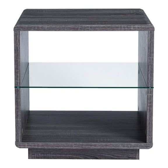 Furniture of America Celma Wood 2-Shelf End Table in Distressed Gray