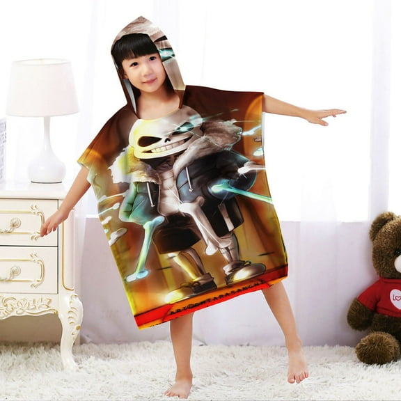 Undertale Hooded Poncho Towels, Soft & Absorbent Microfiber Beach Towel, Swimming Pool Changing Robe Bathrobe Bath Towel