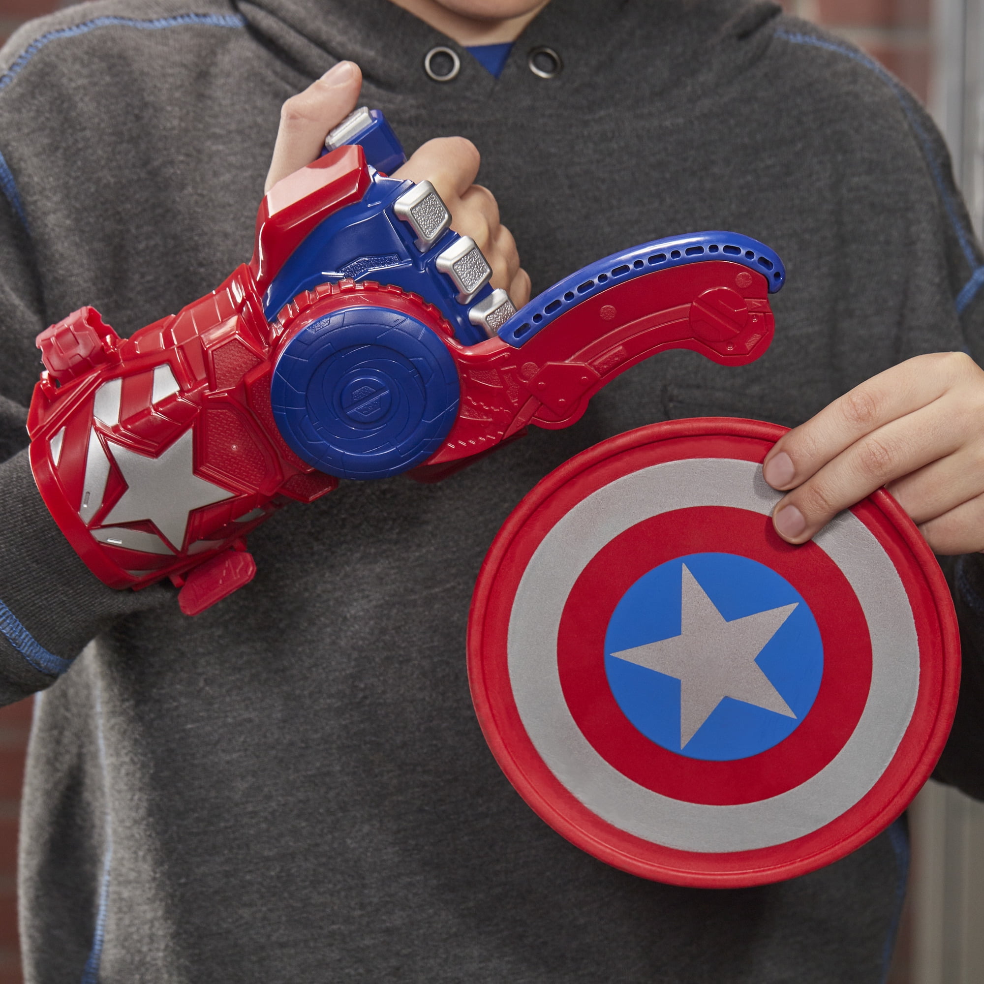 NERF Power Moves Marvel Avengers Captain America Shield Sling Disc-Launching Toy for Kids Roleplay, Kids Ages 5 and Up