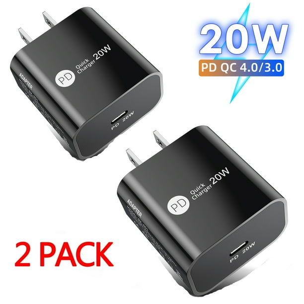 Black w Usb C Charger Power Adapter Pd Fast Charger Block For Iphone 12 Mini 12 Pro Max Iphone 11 Xs Xr X 8 Ipad Pro Airpods More 2 Pack Walmart Com Walmart Com