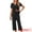 Black, variant on DARING DIVA Capri Pajamas Set Button Up Sleepwear V Neck 2 Piece Pjs XS Black