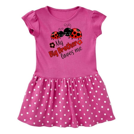 

Inktastic My Big Brother Loves Me with Cute Ladybugs Gift Baby Girl Dress