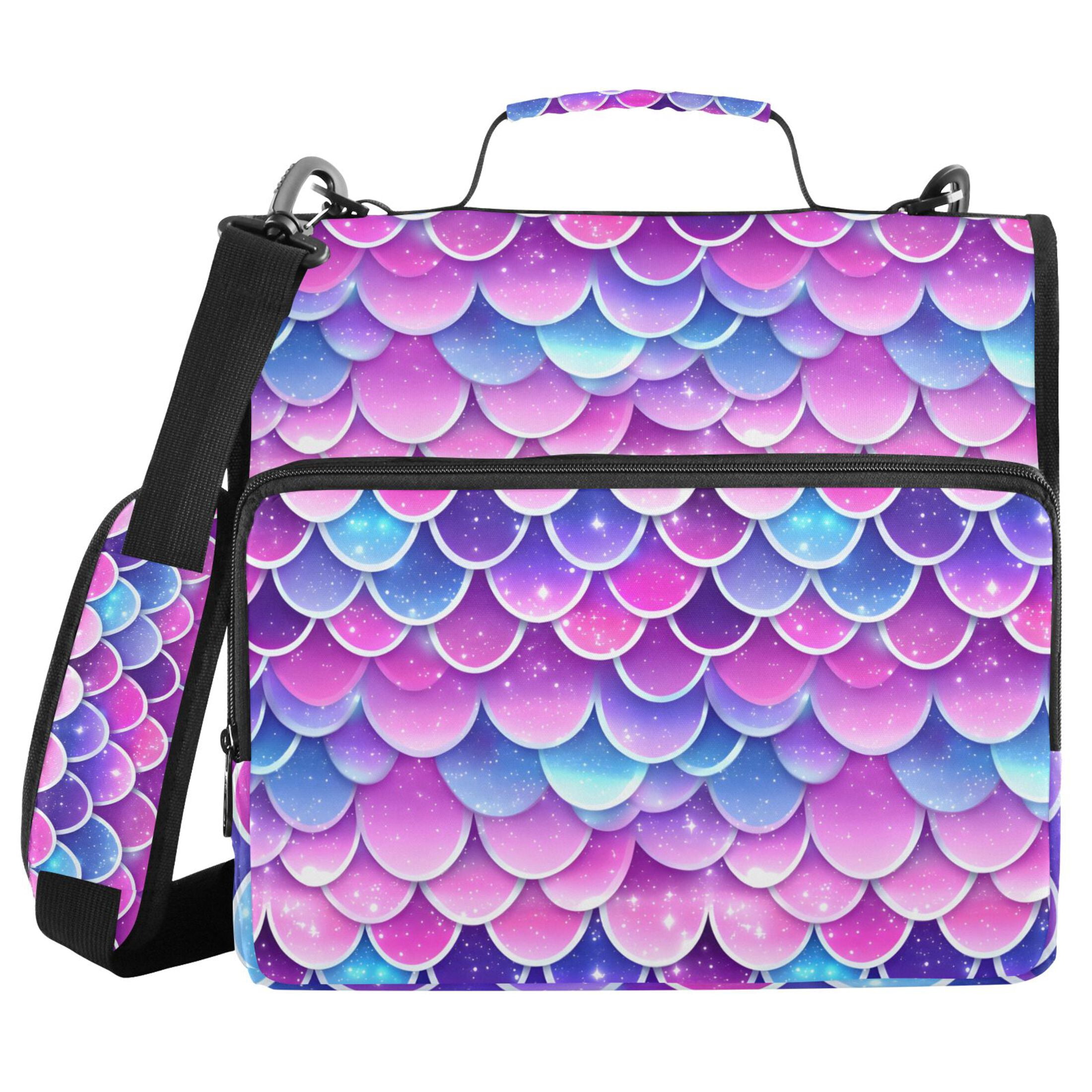 ALAZA Zipper Binder Sparkling Mermaid Scales 3 Ring Trapper Keeper File Folder Organizer Bag