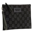 thumbnail image 2 of New Gucci Jumbo GG Ripstop Canvas Large Clutch Wristlet Zip Pouch Wallet Gray Black Monogram Designer Luxury Bag Made in Italy, 2 of 6