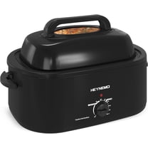 20 Quart Electric Roaster Oven, Turkey Roaster Electric, Roaster Oven Buffet, Selfbasting Lid, Removable Pan, Full-Range Temperature Control Cool-Touch Handles, Turkey Roaster, Black